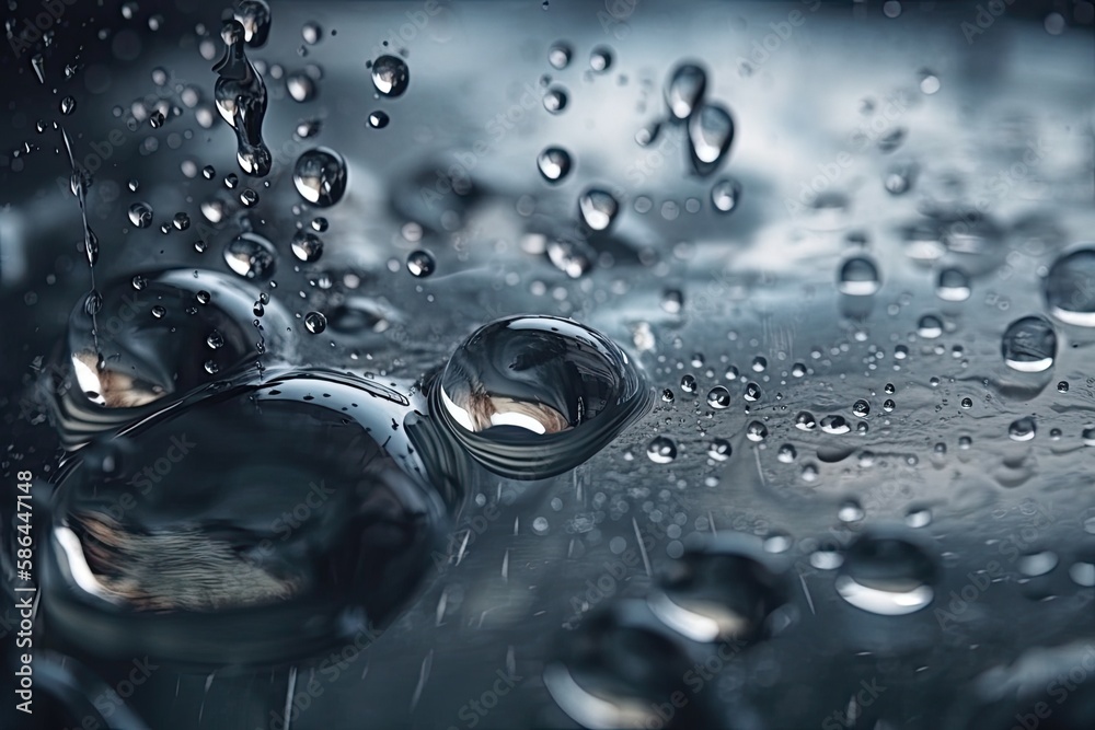 raindrops on the windshield of a car during a storm. Generative AI