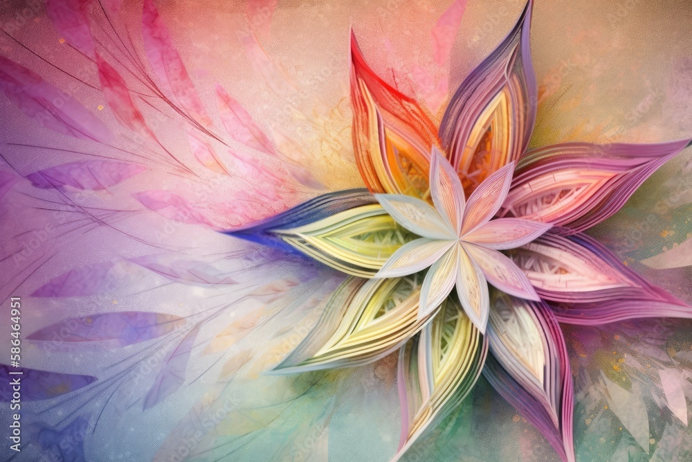 vibrant floral painting adorning a plain wall. Generative AI