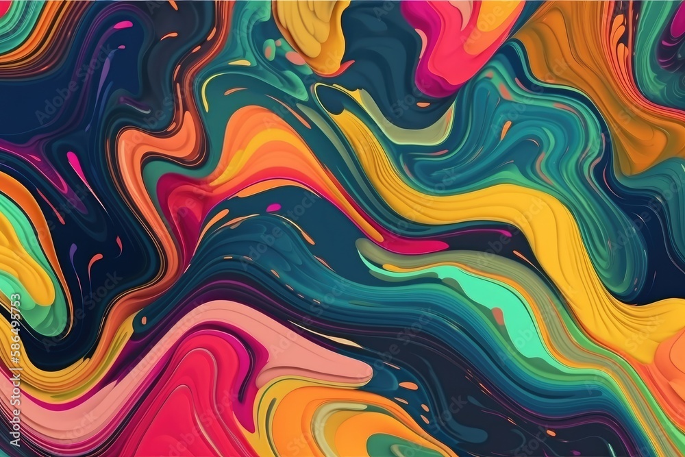 an abstract painting with colorful lines and shapes. Generative AI