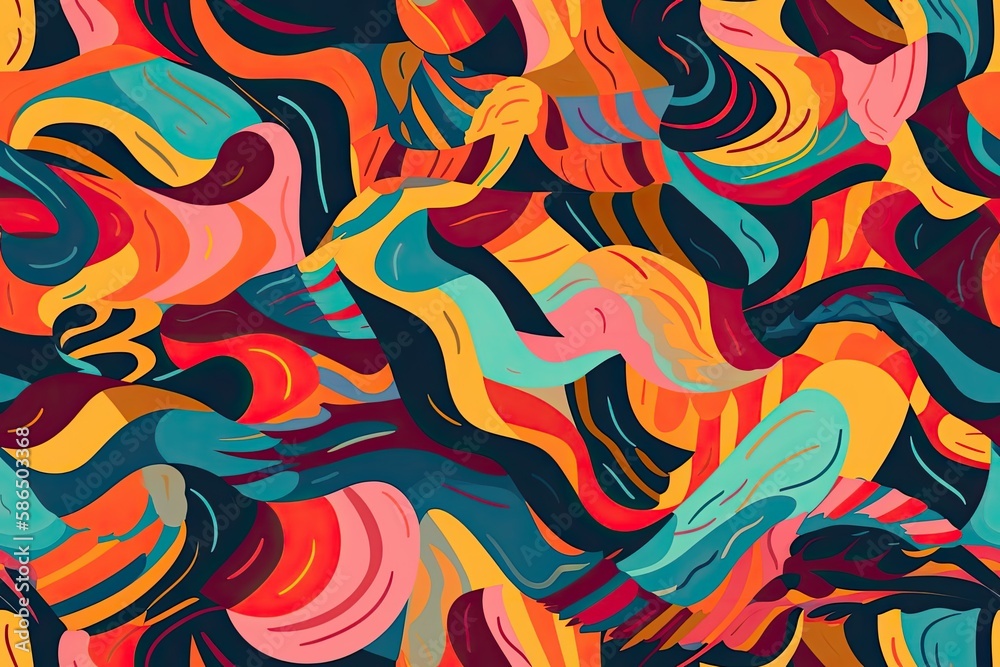 vibrant abstract backdrop with swirling lines and curves. Generative AI