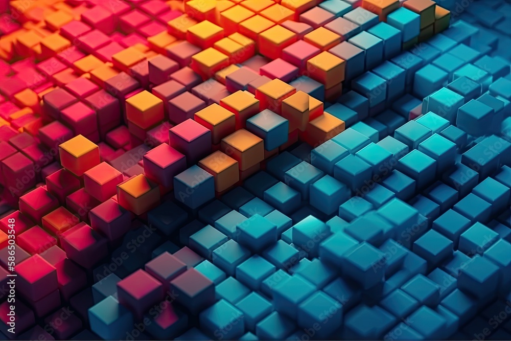 vibrant and multicolored cube pattern as a background. Generative AI