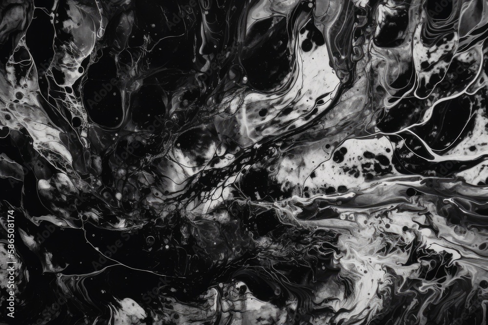 monochromatic abstract painting with fluid brushstrokes and textures. Generative AI