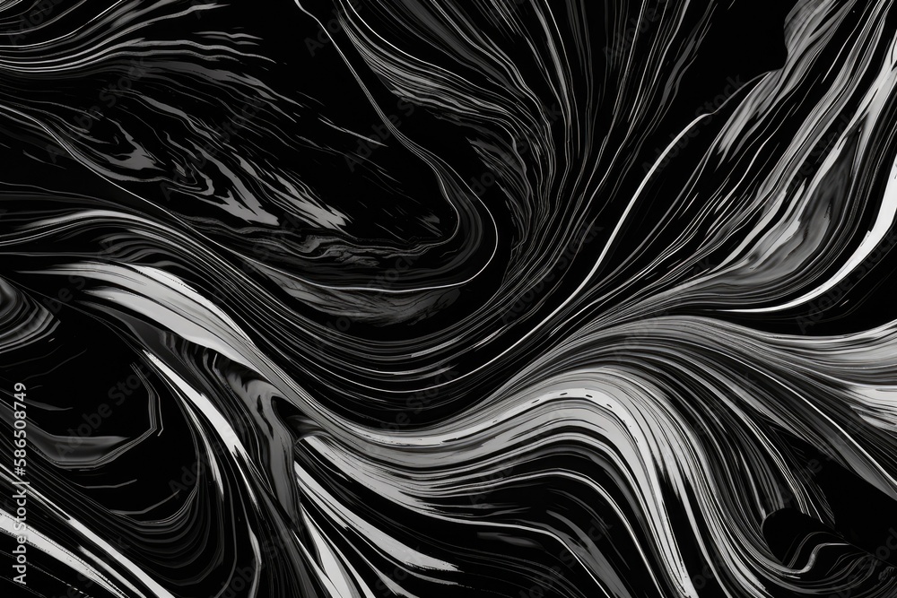 abstract black and white wavy lines background. Generative AI