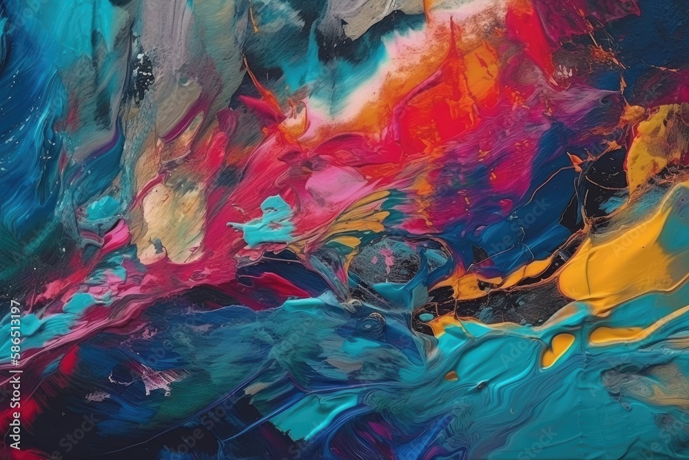 vibrant and colorful abstract painting, full of movement and texture. Generative AI