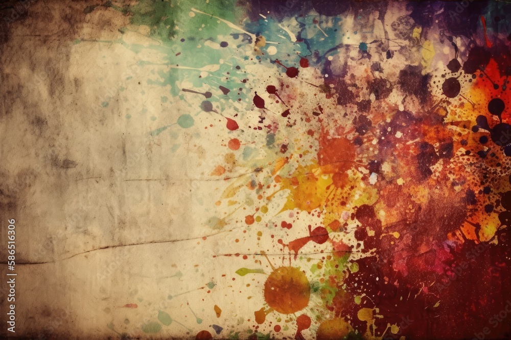 an abstract painting with colorful splatters and drips. Generative AI