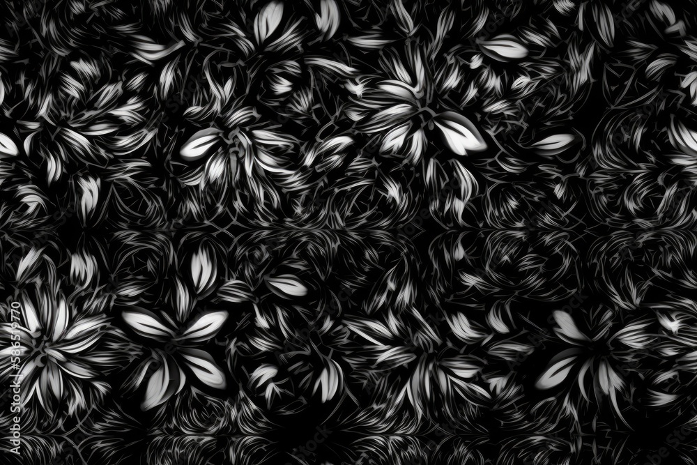 monochrome floral arrangement. Generative AI