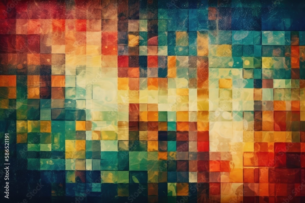 colorful abstract squares arranged in a pattern. Generative AI