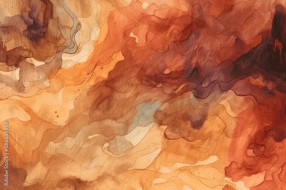 an abstract painting featuring warm brown and orange hues. Generative AI