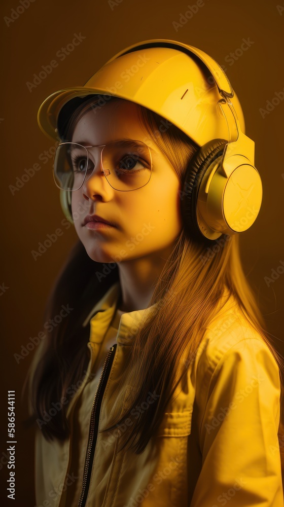 Cute engineer architect kid. Future career concept. ai generated.