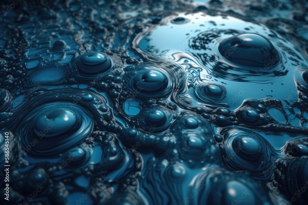 vibrant blue liquid in a laboratory beaker. Generative AI