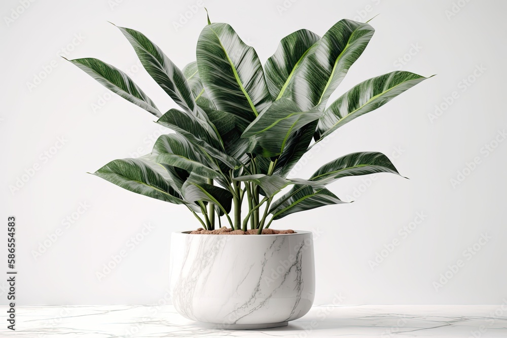 potted plant on a table made of marble. Generative AI