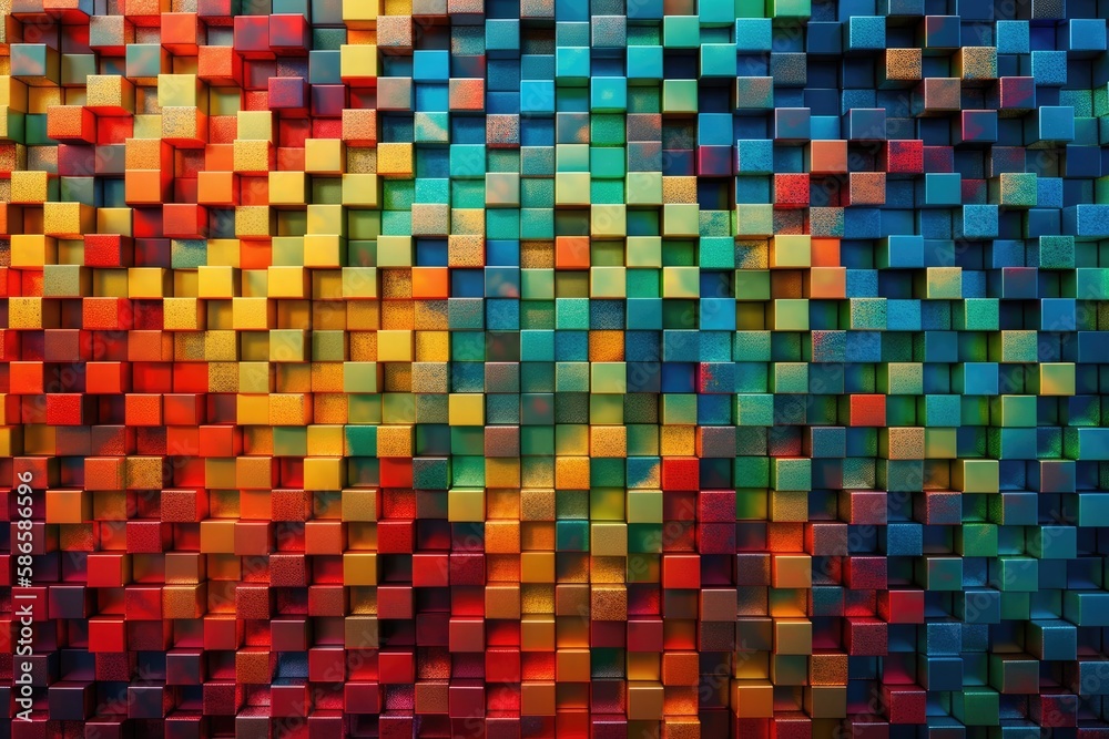 colorful background composed of various colored squares. Generative AI