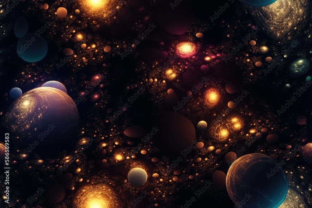 colorful and vast space filled with planets and stars. Generative AI