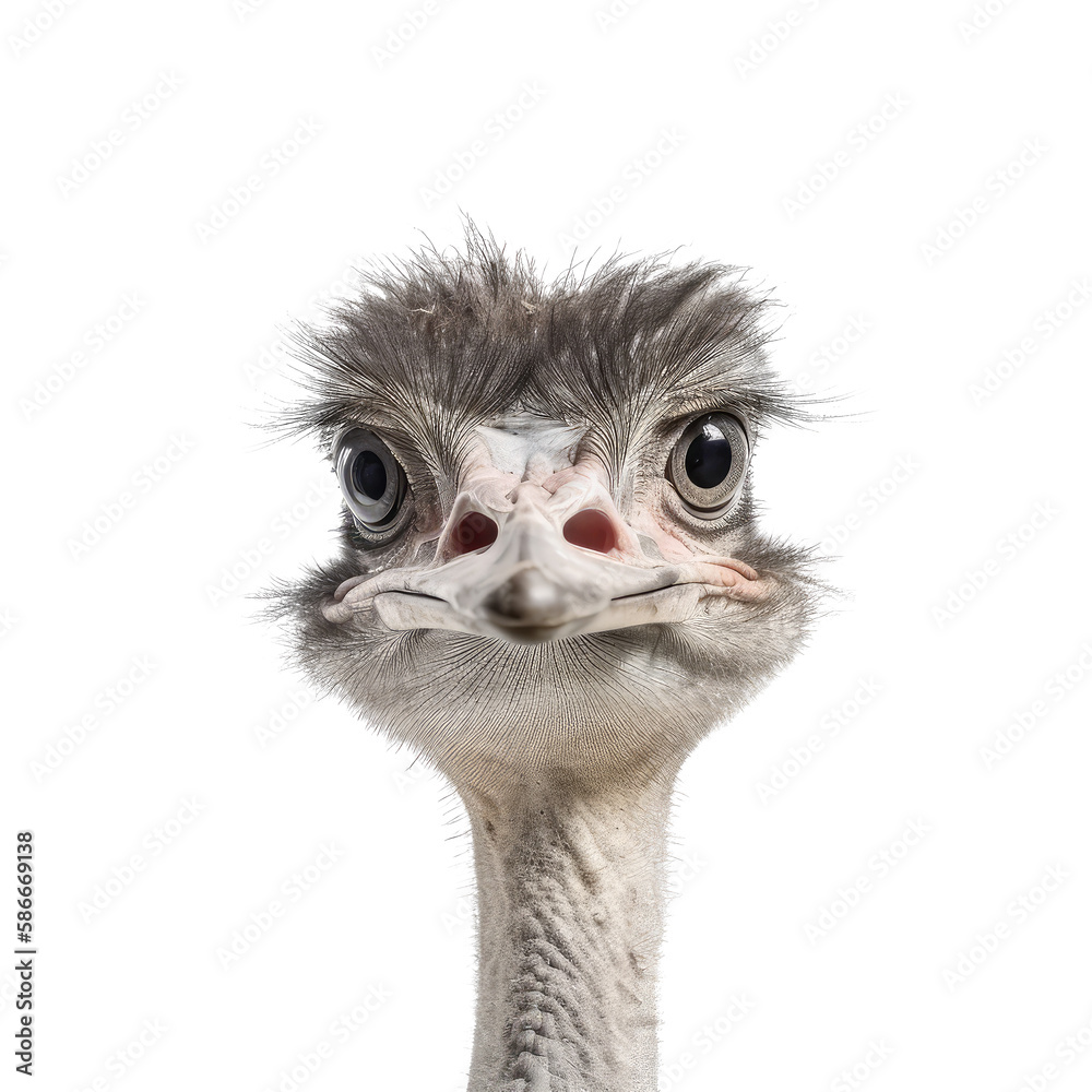 ostrich head isolated on white background