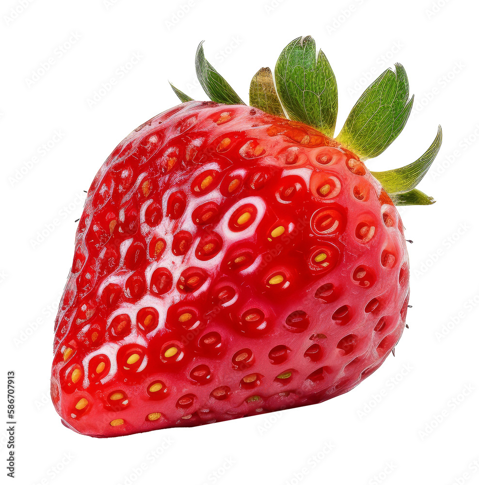 Red sweet strawberry isolated. Illustration AI Generative