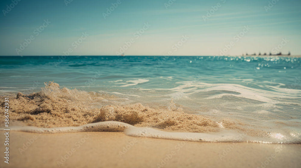 Summer beach background. Illustration AI Generative.