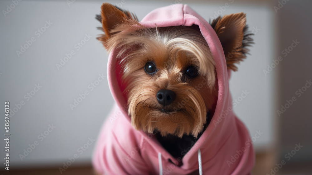 Cute Yorkshire Terrier Dog. Illustration AI Generative