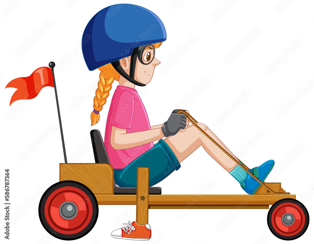 Girl driving Billy cart