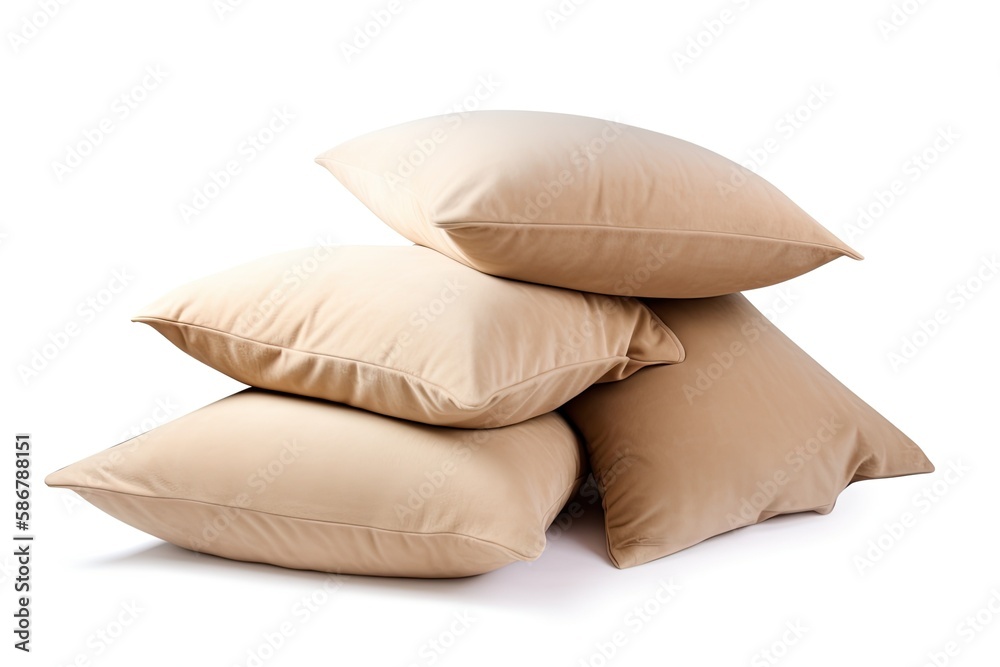 Calico pillows in a light brown color, isolated on a white background. There is clipping route here.