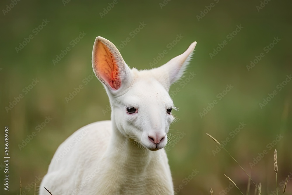 An albino kangaroo portrait. Generative AI