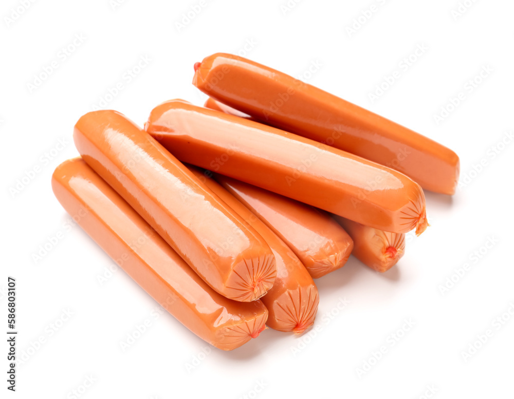 Tasty sausages isolated on white background