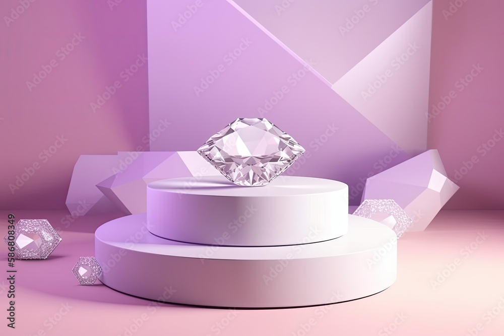 Diamond on a Pedestal Surrounded by Smaller Diamonds. Generative AI