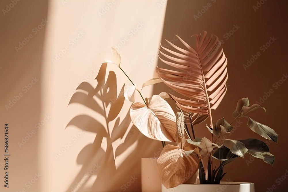 potted plant sitting on a wooden table in a cozy indoor setting. Generative AI