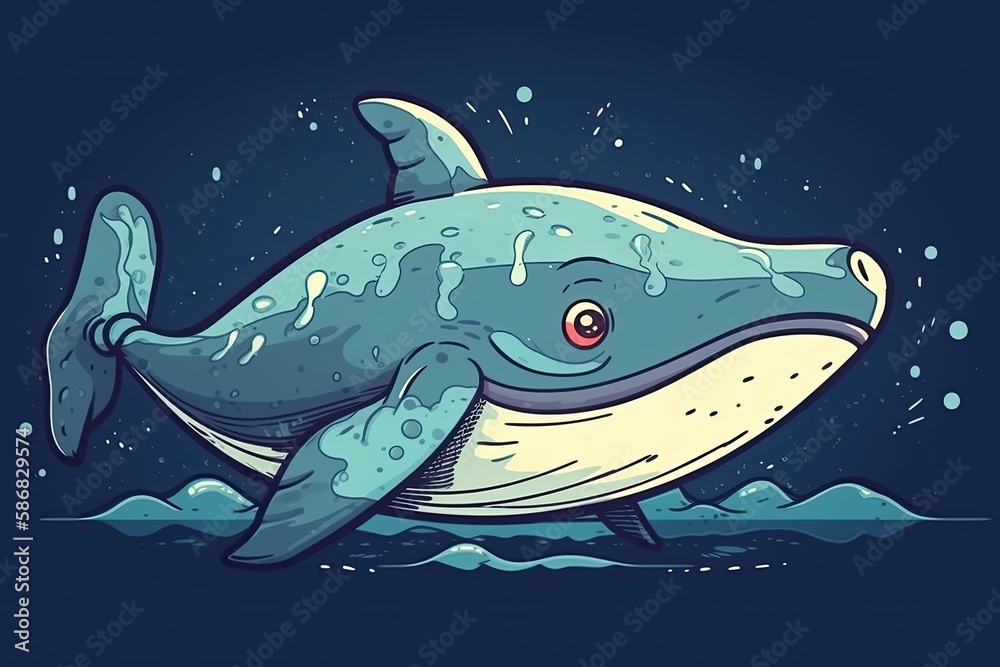 majestic blue whale swimming in the ocean. Generative AI