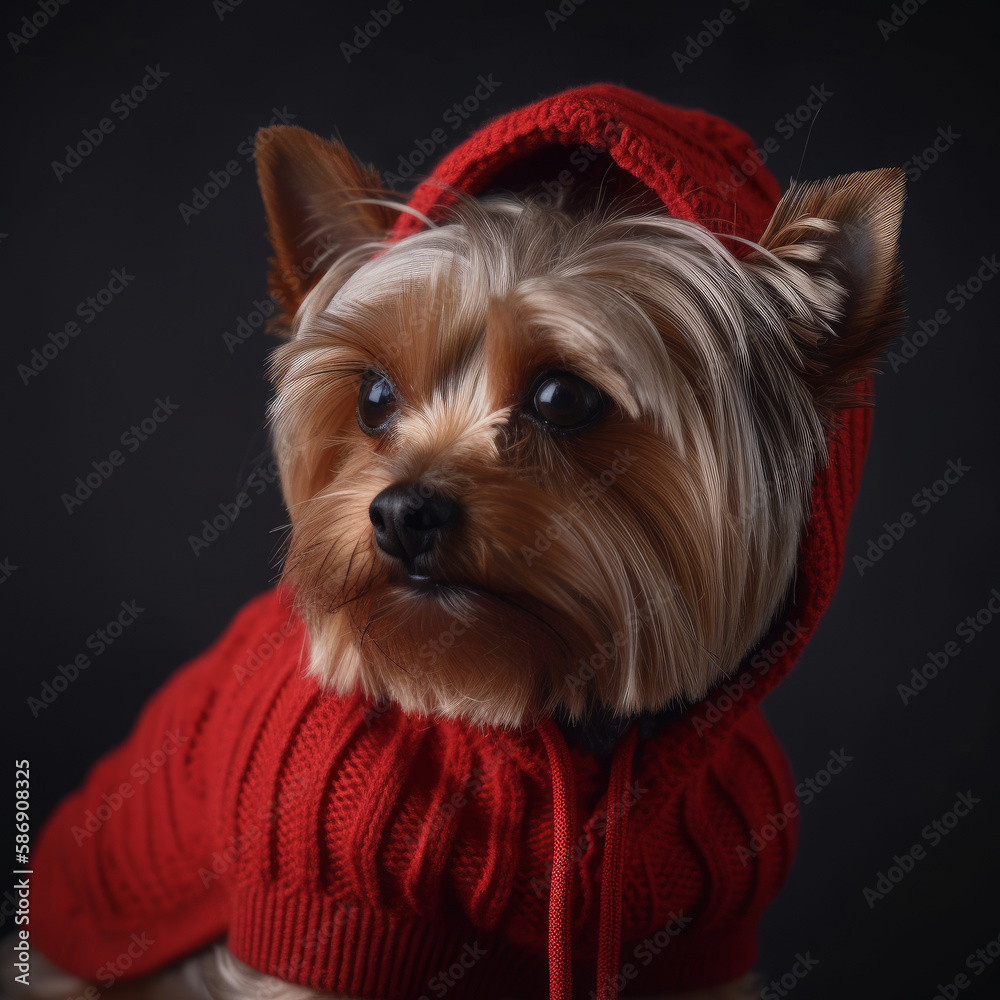 Cute Yorkshire terrier dog. Illustration AI Generative.