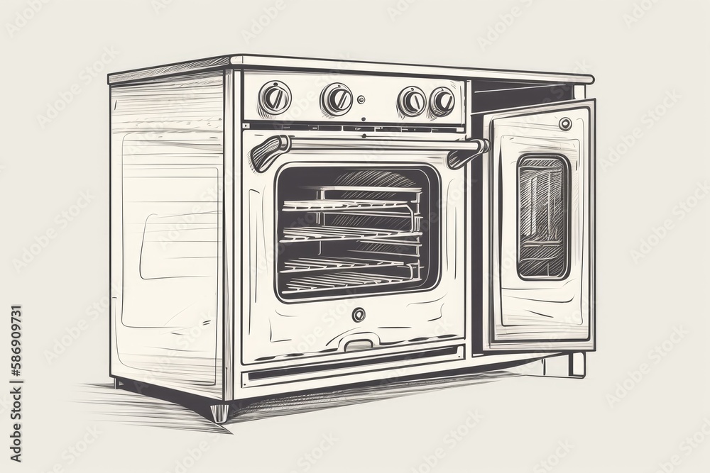 open oven with visible interior. Generative AI