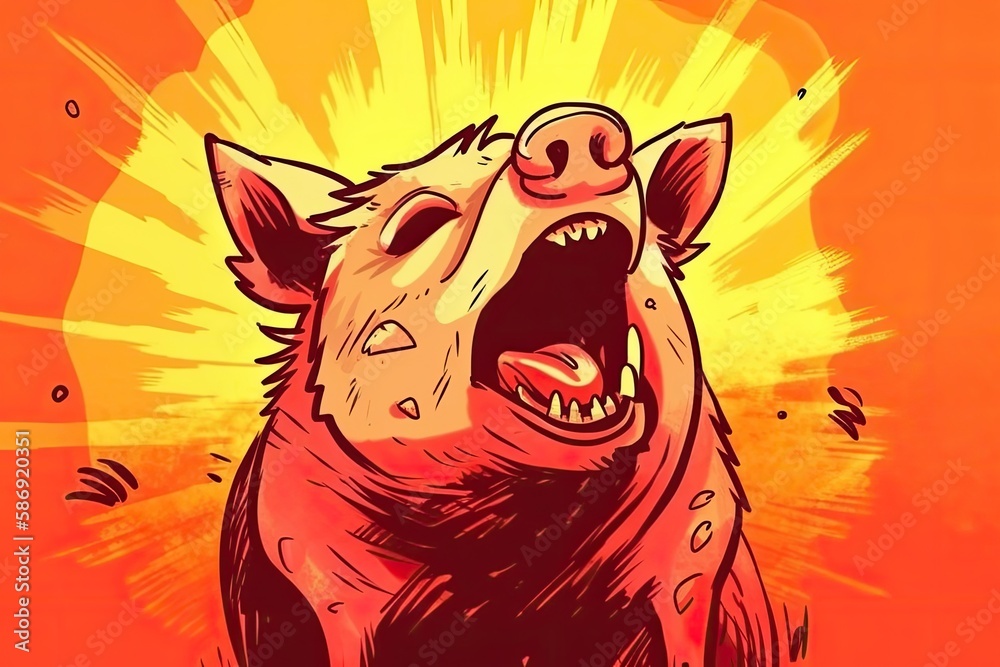 happy pig with an open mouth. Generative AI