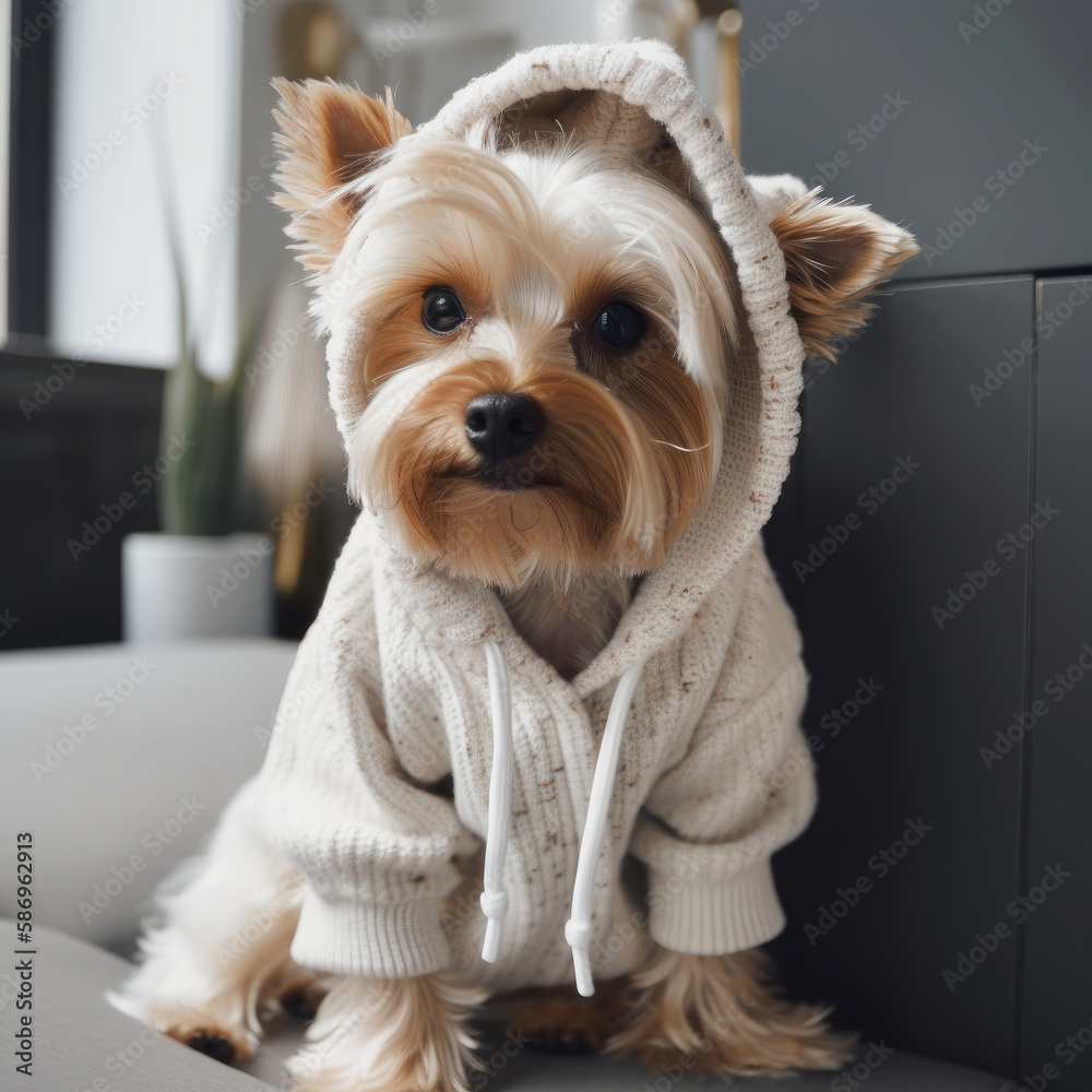 Cute Yorkshire terrier dog. Illustration AI Generative.