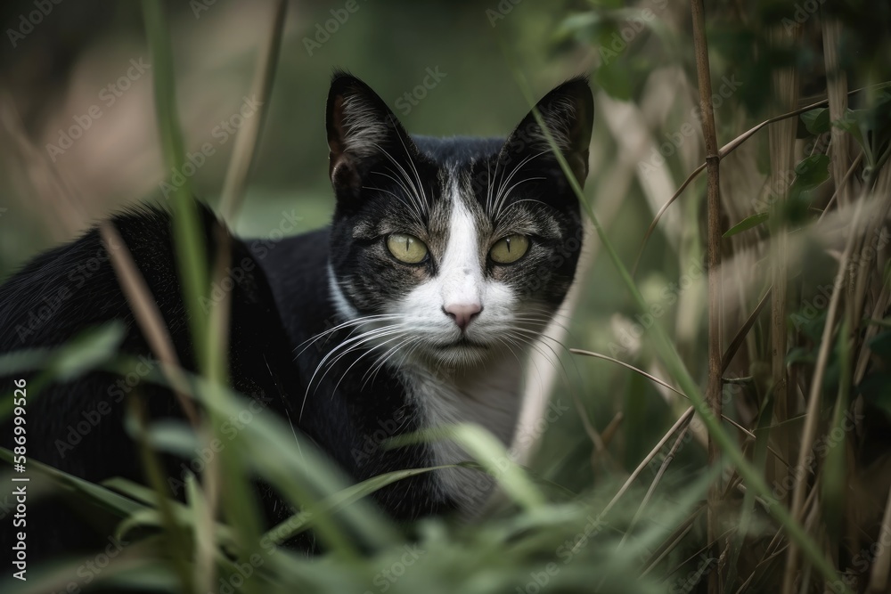 cute black and white cat. Generative AI