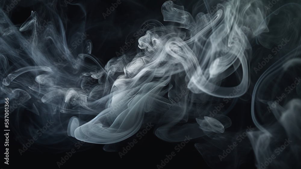 Dramatic vortex of clouds or smoke background. Vapor swirls. Generative AI