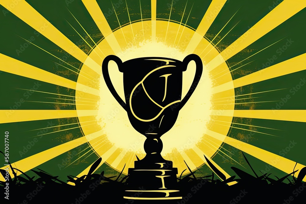 trophy on a green and yellow background. Generative AI