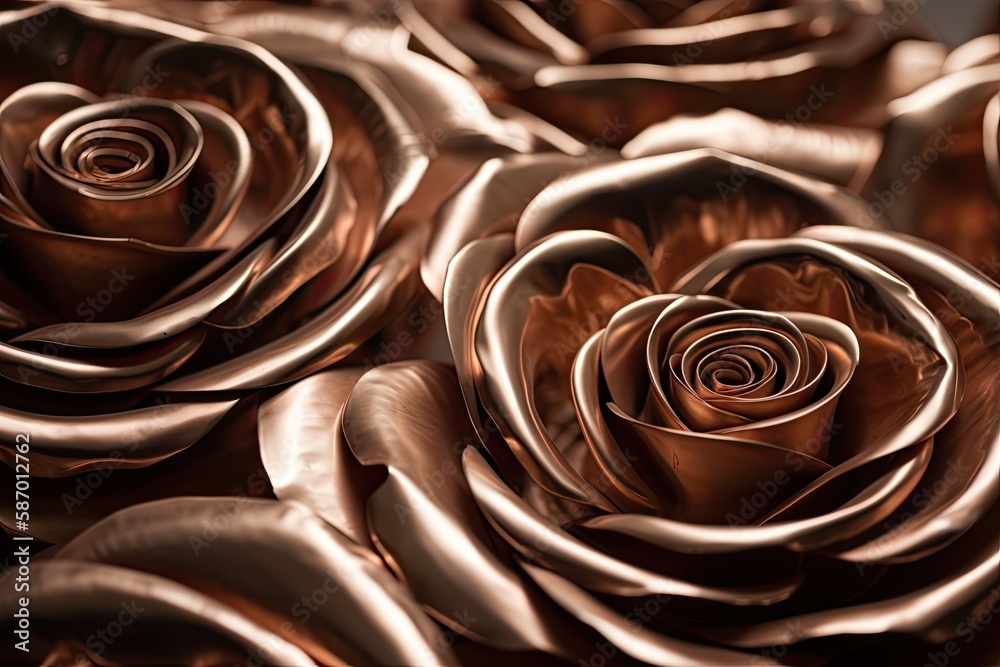 close-up of a bouquet of brown roses. Generative AI