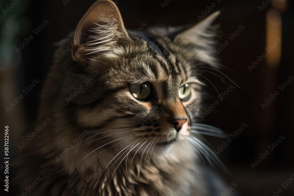 Picture of a lovely young domestic cat. Generative AI