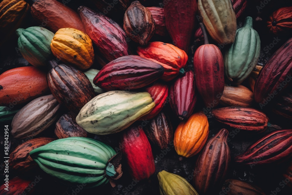  a pile of colorful gourds sitting next to each other on top of each other in a pile on top of a tab