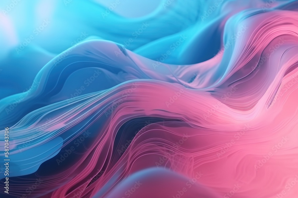  a computer generated image of pink and blue wavy lines on a blue and pink background with a light p