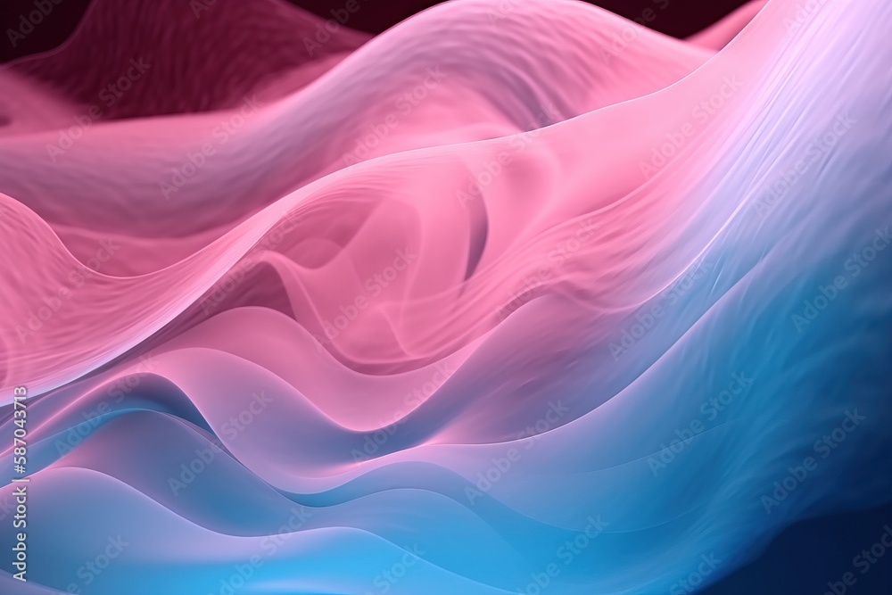  a computer generated image of a wave of pink and blue colors on a black background with a red light