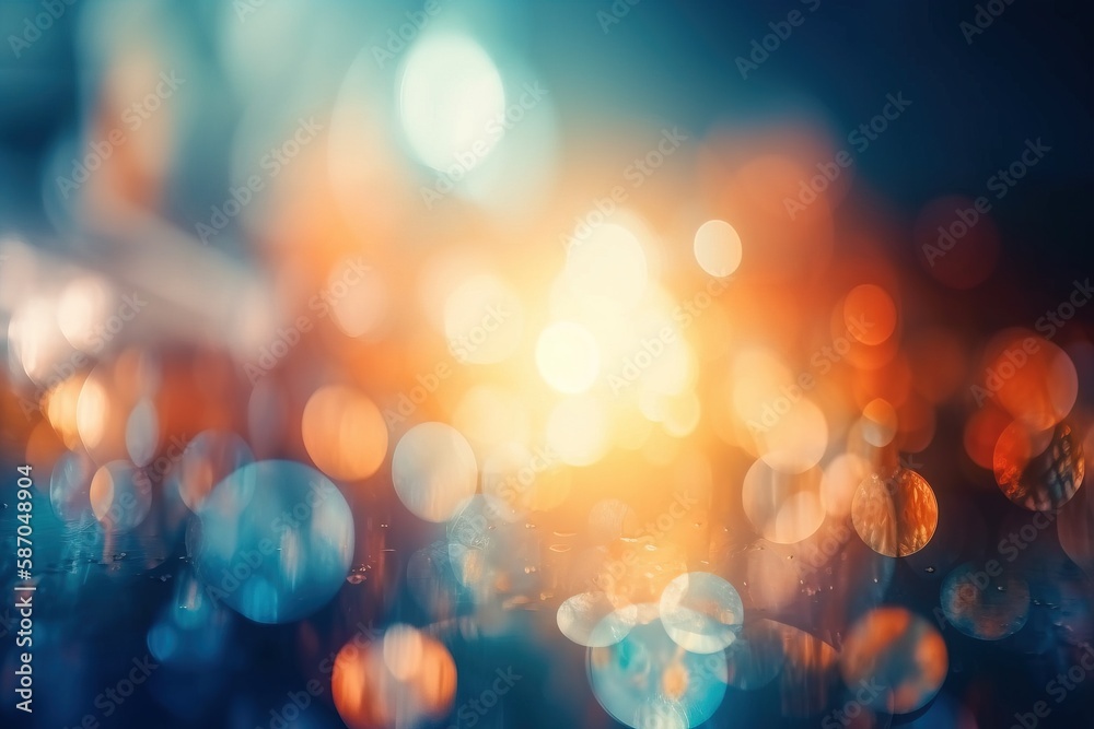  a blurry image of a city street with lights on its sides and a blurry background of buildings and 