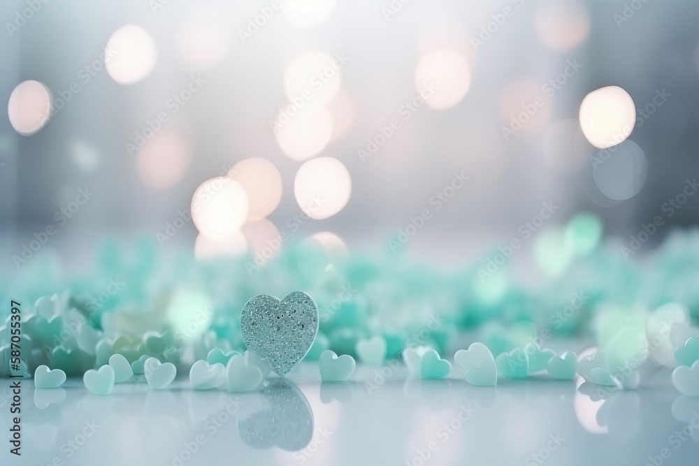  a heart shaped object sitting on top of a table next to a pile of green and white candies on a tabl