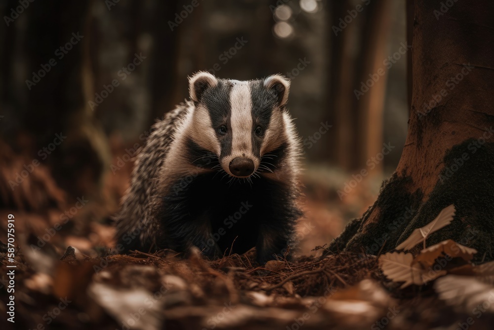 The European badger seeks food. Generative AI