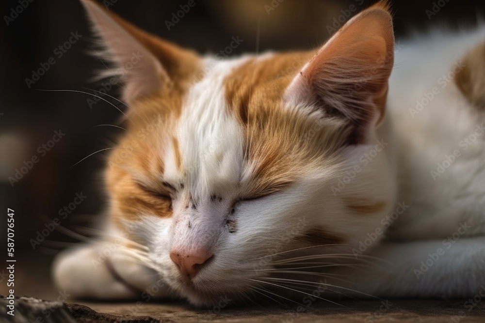 Sweetly sleeping cat. Generative AI