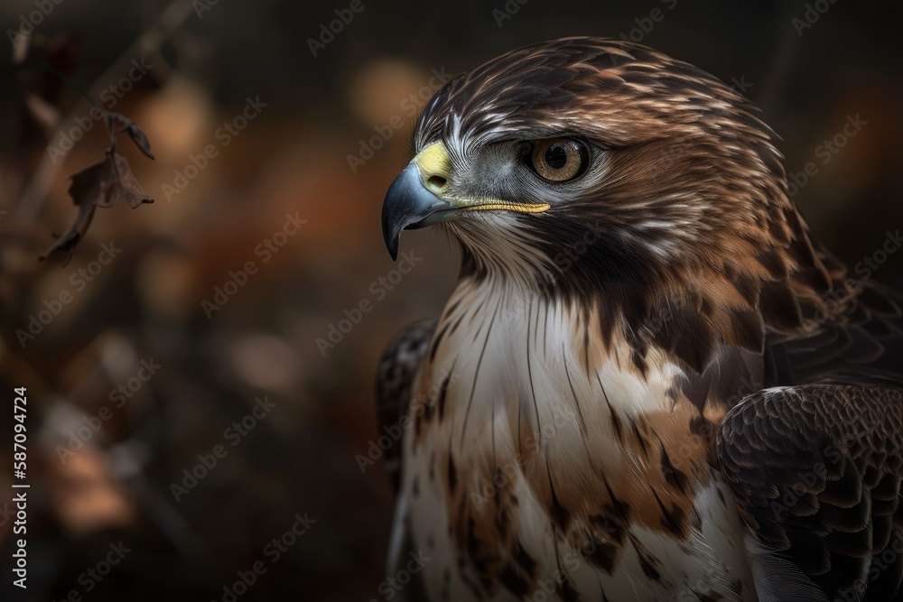 The red tailed hawk (Buteo jamaicensis) is a predatory bird. It primarily breeds in North America an