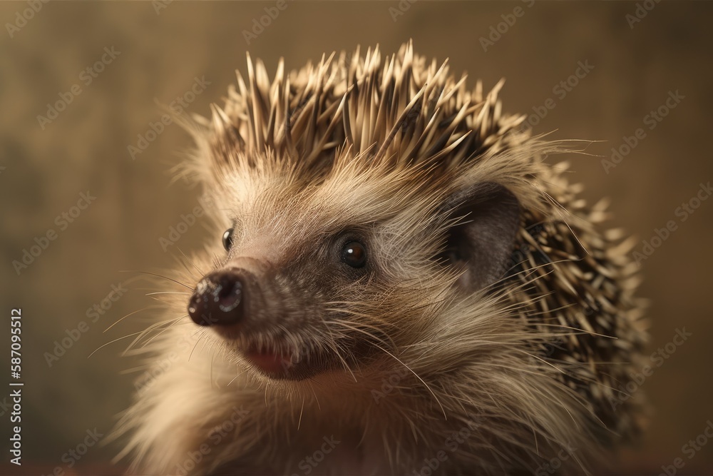 Hedgehog with one ear. Portrait that is amusing. Really good illustration. Generative AI