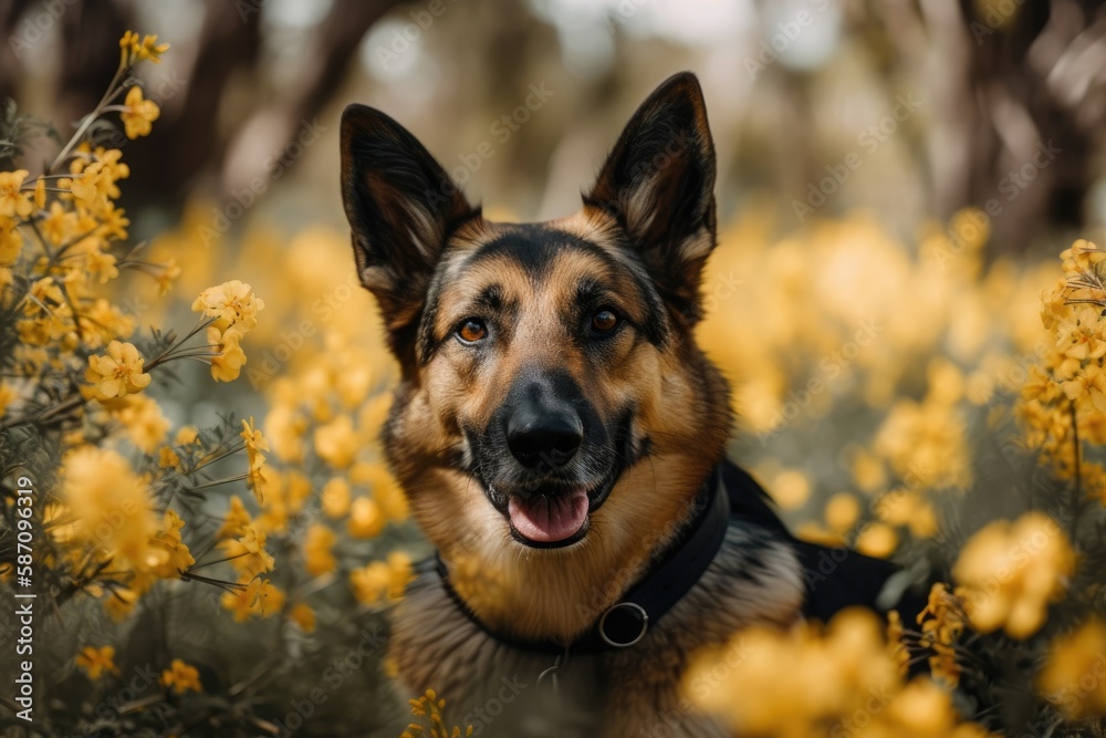 a shepherd from Australia in the springtime. Generative AI