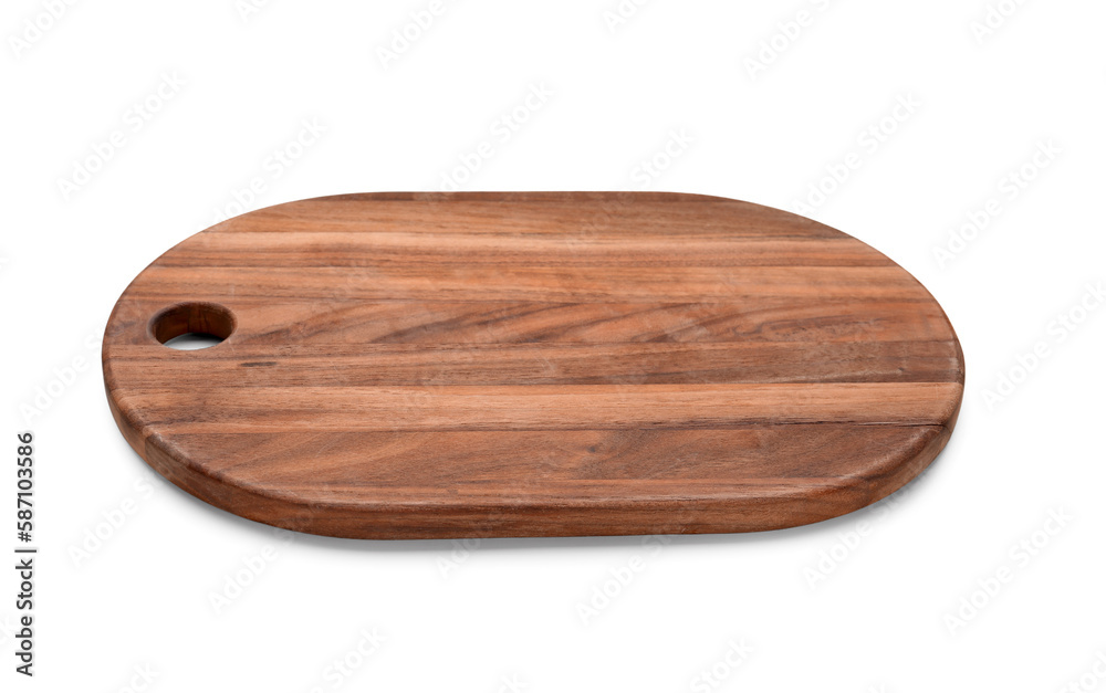 Wooden chopping board on white background