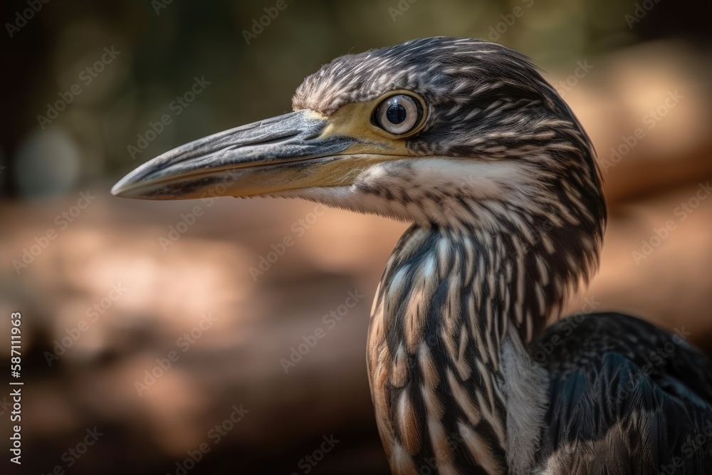 image of a young heron up close. Generative AI