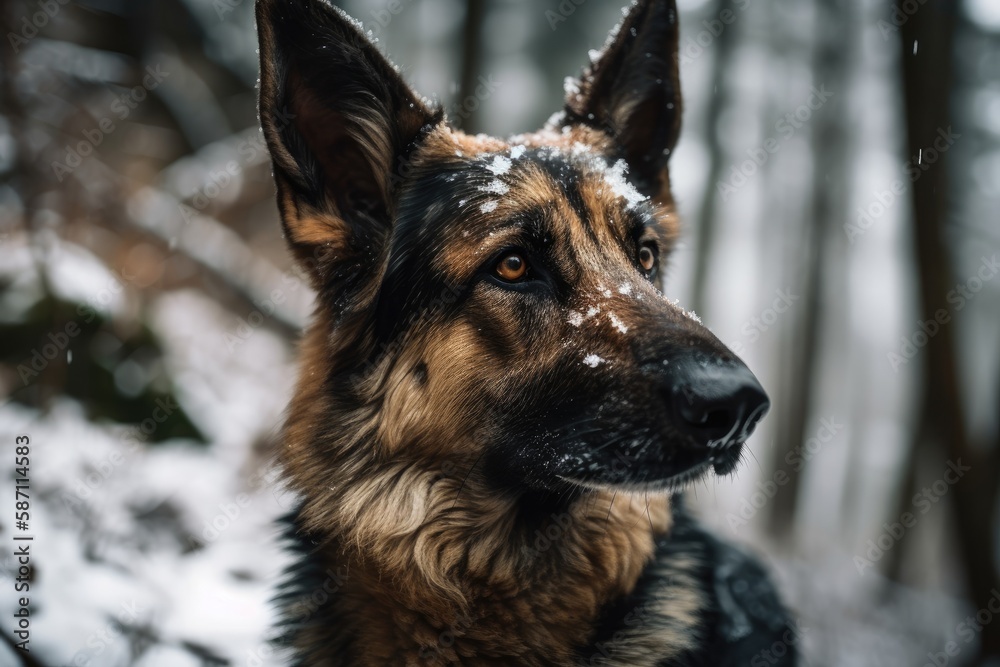 Canine in the snow. Generative AI